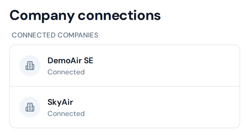 A pilot's account connected to two companies at the same time